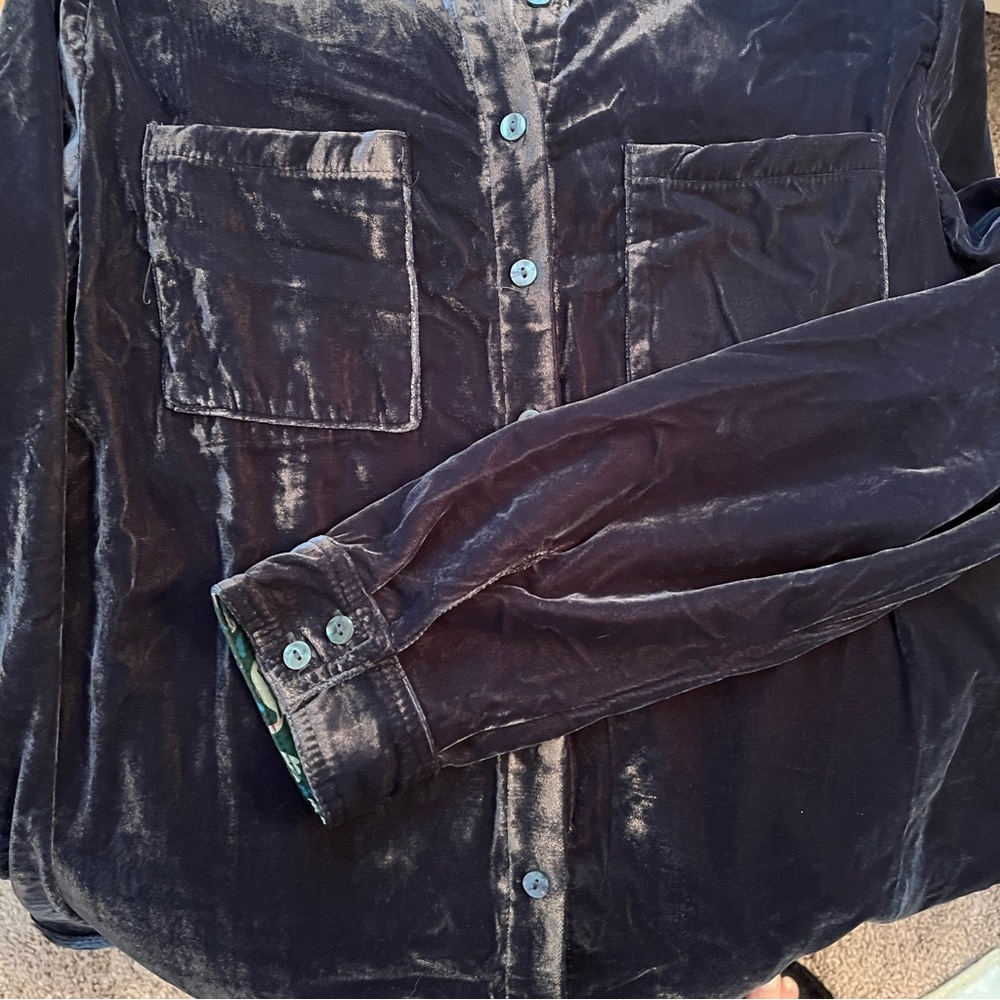 NWOT Natural Life “Rocky” Slate Grey Velvet Shirt Dress - M - Picture 9 of 10